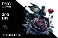 Creative Gothic Fairy on Flower PNG Product Image 2