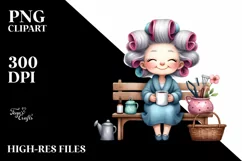 Watercolor Lady Bench Hair Curlers Mug Product Image 1