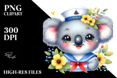 Colorful Baby Koala Sailor Watercolor Product Image 2