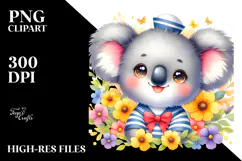 Colorful Baby Koala Sailor Watercolor Product Image 2