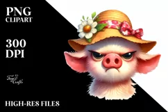 Funny Pig and Goat in Sun Hat | Sublimation | Clipart Product Image 1