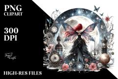 Creative Gothic Fairy on Moon PNG Product Image 2