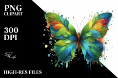 Abstract Butterfly with Plant Leaves, PNG Product Image 3