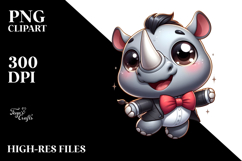 Cute Cartoon Rhino Jumping PNG Product Image 2