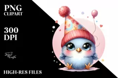 Baby Bird with Party Hat PNG Product Image 1