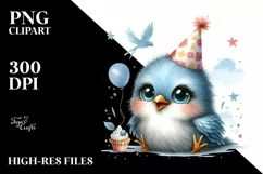 Baby Bird with Party Hat PNG Product Image 1