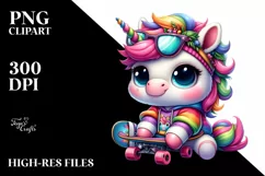 colorful Baby Unicorn in Skateboarder's Gear Product Image 3