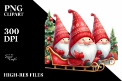 Red Gnomes by the Sleigh PNG Product Image 1