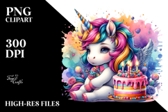 colorful Baby Unicorn with Cake Product Image 2