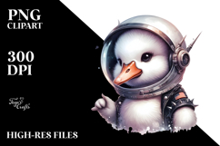 Punk Look Baby Swan with Astronaut Helmet PNG Product Image 2
