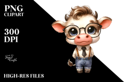Expressive Cute Cow with es | Sublimation | Clipart Product Image 2
