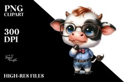 Expressive Cute Cow with es | Sublimation | Clipart Product Image 1