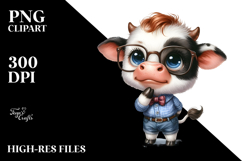 Expressive Cute Cow with es | Sublimation | Clipart Product Image 2