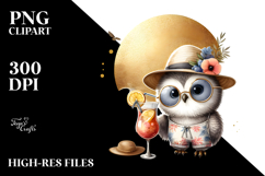 Hipster Owl in Beachwear PNG Product Image 2
