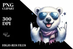 Vibrant Polar Bear Rocker Sunglasses Clipart Product Image 3