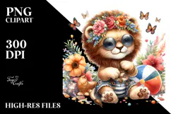 Adorned Cute Lion Digital PNG Product Image 2
