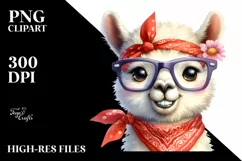 Funny Llama Lamb with Bandana and Fancy es | Clipart Product Image 3