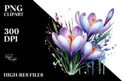 Metallic Crocus Watercolor PNG Product Image 2
