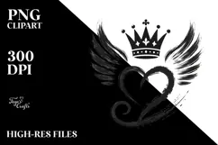 Heart with Wings and Crown PNG Product Image 2