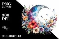 Colorful Flowers Half Moon PNG Product Image 3