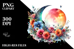 Colorful Flowers Half Moon PNG Product Image 2