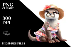 Digital Cute Otter Beachwear PNG Product Image 2
