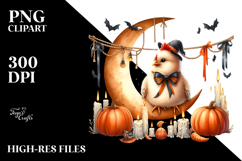 Chicken Dressed for Halloween on Half Moon, High-Res PNG Product Image 2