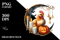 Halloween Chicken on Moon PNG Product Image 2