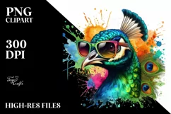 Colorful Artistic Peacock Sunglasses Clipart Product Image 1