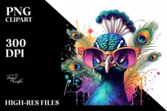 Colorful Artistic Peacock Sunglasses Clipart Product Image 1