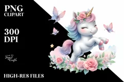 Dancing Baby Unicorn in Bubble | Clipart Product Image 1