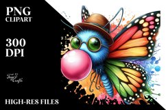 Vibrant Abstract Butterfly Watercolor Clipart Product Image 1