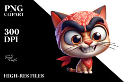 Exaggerated Cartoon Cat with Bandana PNG Product Image 2