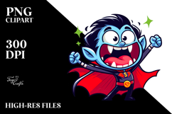 Dramatic Vampire with Superhero Cape PNG Product Image 2