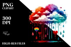 Cloud Sketches with Hearts Digital Painting PNG Product Image 2