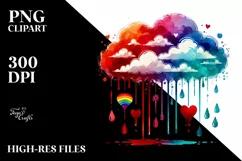 Cloud Sketches with Hearts Digital Painting PNG Product Image 2