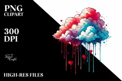Cloud Sketches with Hearts Digital Painting PNG Product Image 2