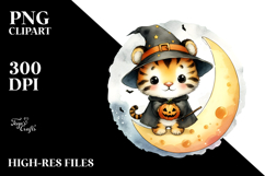 Cute Tiger Standing on Moon PNG Product Image 2