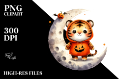 Cute Tiger Standing on Moon PNG Product Image 2