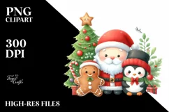 Cute Christmas Characters by the Tree PNG Product Image 3