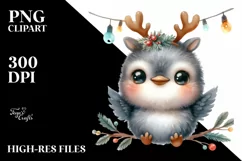 Enthusiastic Hummingbird with Reindeer Horns PNG Product Image 1