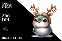 Enthusiastic Hummingbird with Reindeer Horns PNG Product Image 3