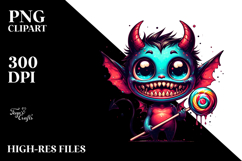 Funny Little Demon Holding Lollipop PNG Product Image 2