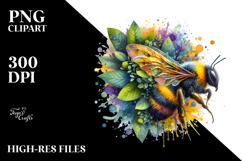 Vibrant Watercolor Bee, PNG Product Image 2