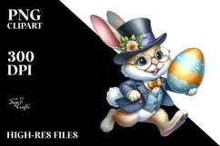 Goofy Bunny with Suit and Big Egg PNG Product Image 2