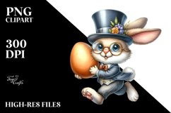Goofy Bunny with Suit and Big Egg PNG Product Image 2