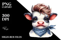 Funny Cow with Cool Hair PNG Product Image 2