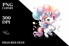 Dancing Baby Unicorn with Balloons | Clipart Product Image 3