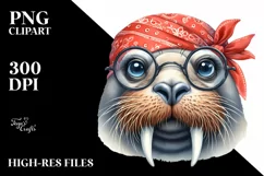 Walrus with Bandana and Fancy es | Clipart Product Image 3