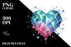 Diamond Heart Watercolor PNG Product Image 2